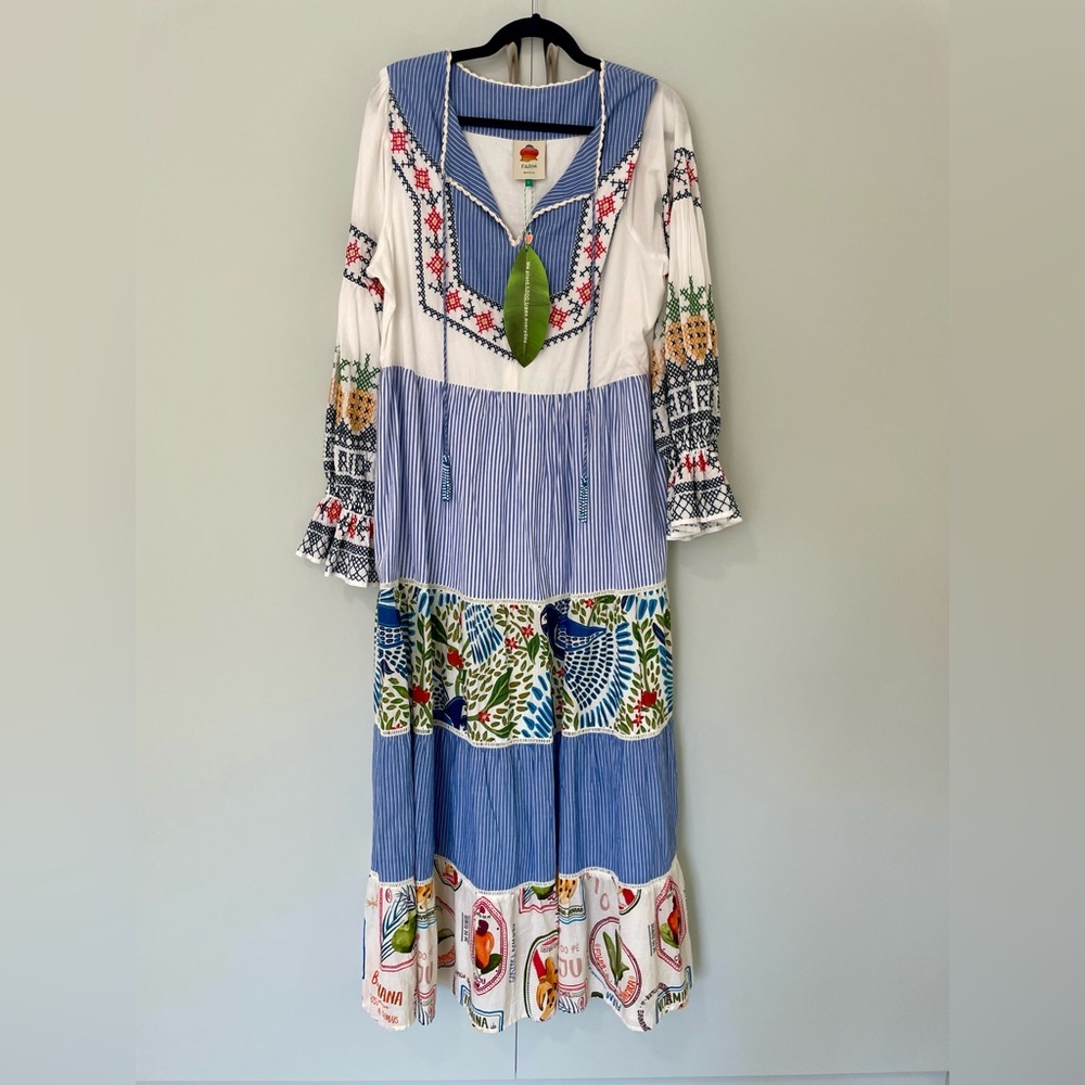 FARM RIO x ANTHROPOLOGIE Pineapple Beach Embroidered Maxi Dress - Picture 3 of 11